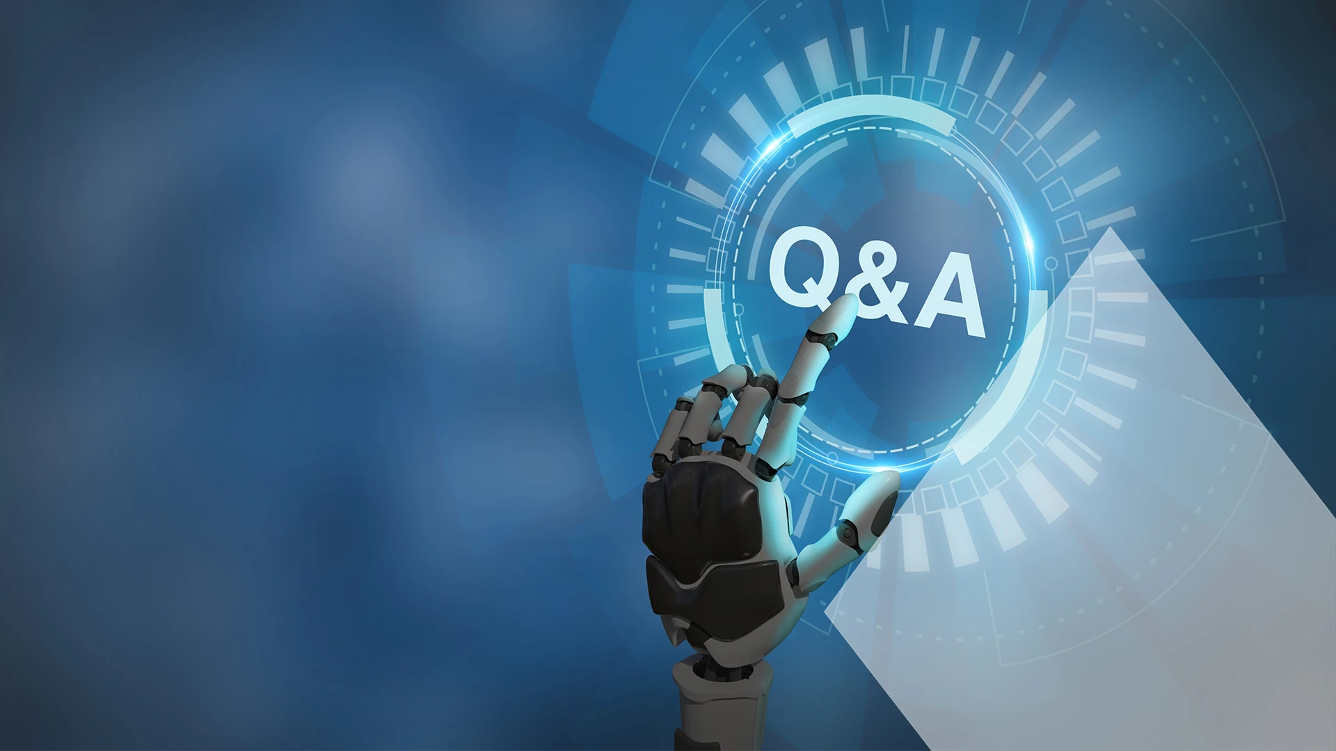 robotic hand with Q&A text